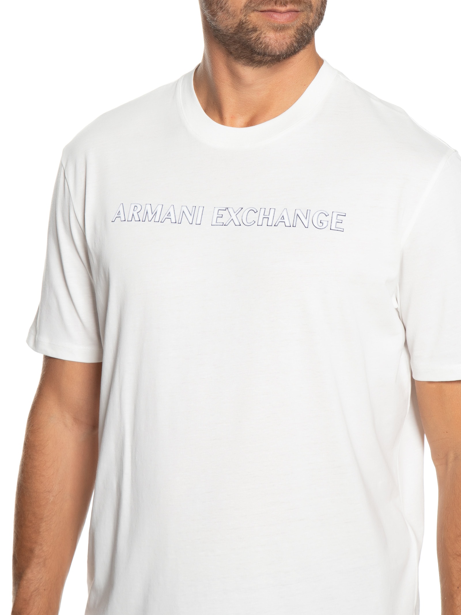Camiseta Masculina Manga Curta Estampada Branco Armani Exchange