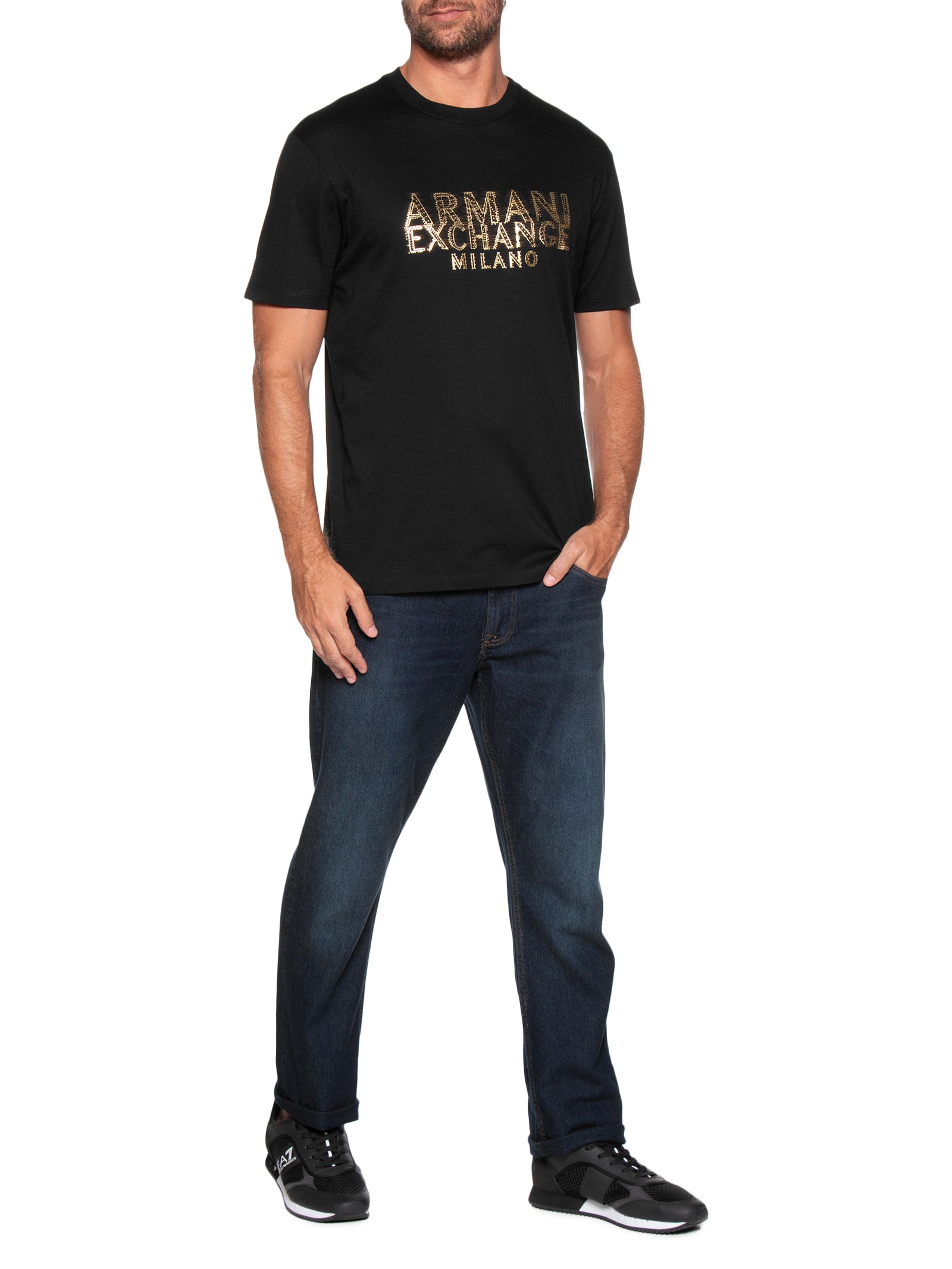 Armani Exchange - Camiseta Masculina Manga Curta Estampada