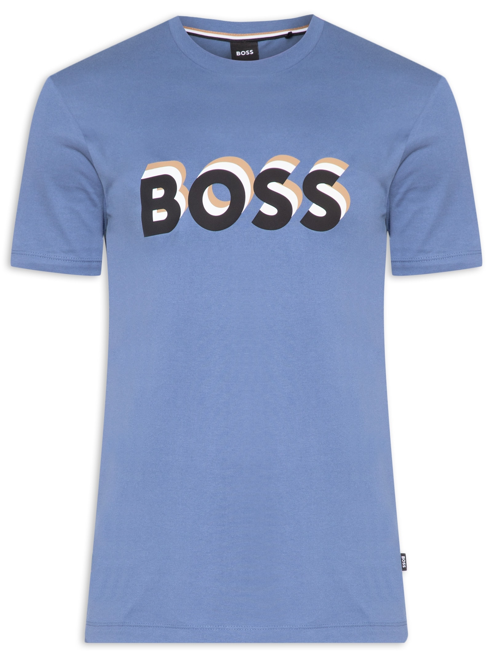 Camiseta Masculina Manga Curta Estampada Tiburt  Azul Boss