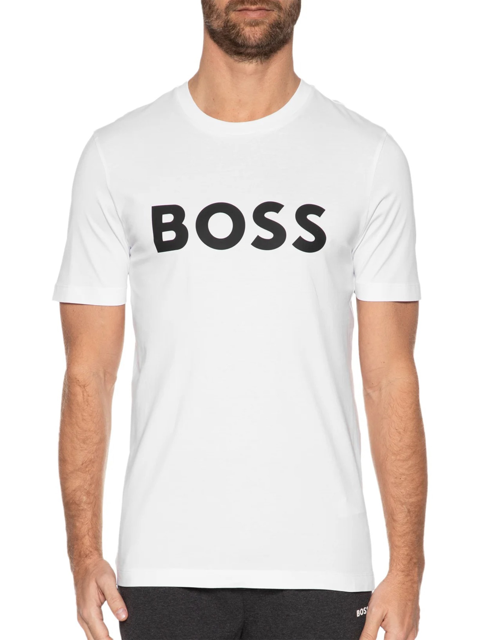Camiseta Masculina Manga Curta Estampada Tiburt Branco Boss