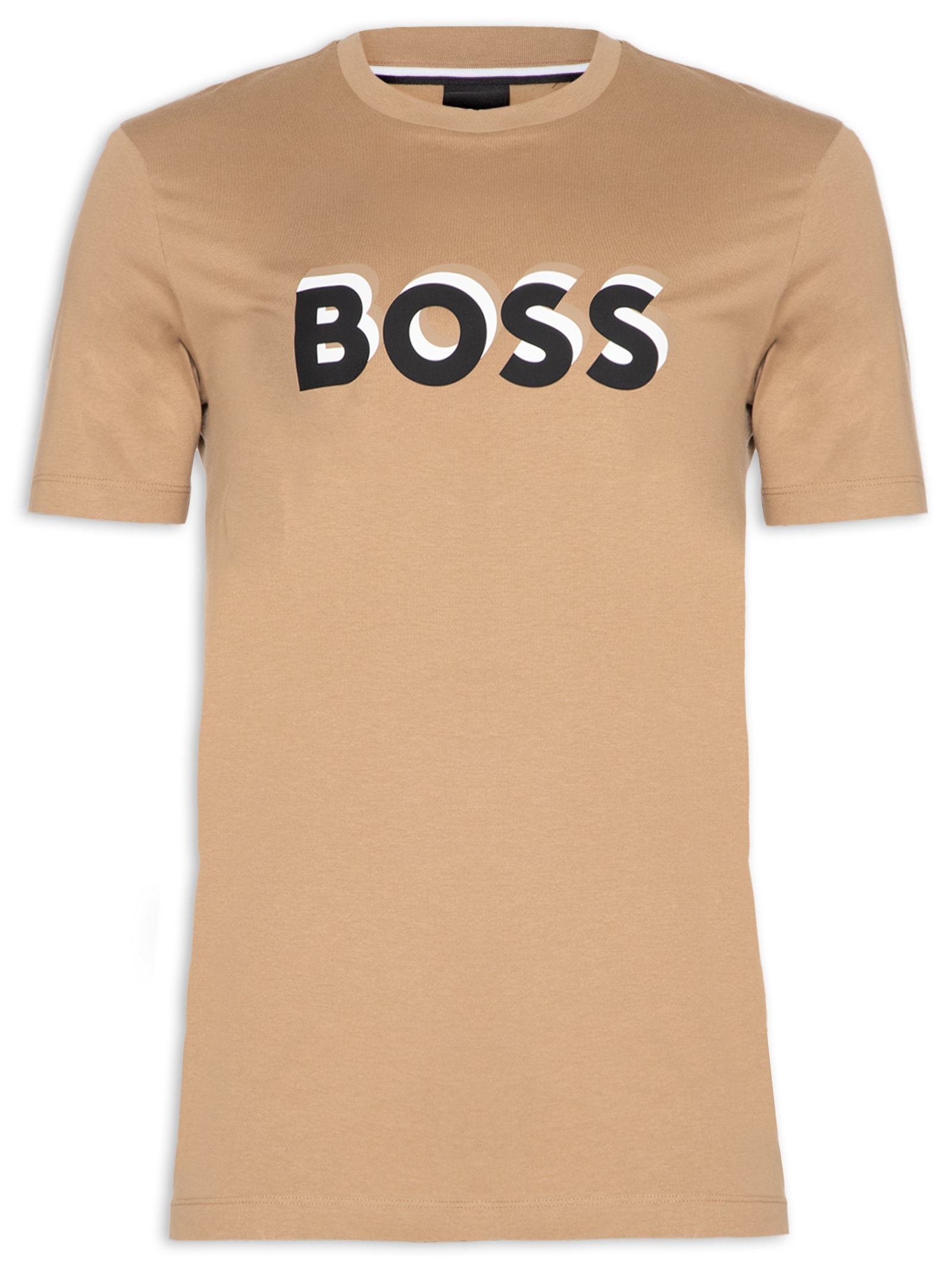 Camiseta Masculina Manga Curta Estampada Tiburt Marrom Boss