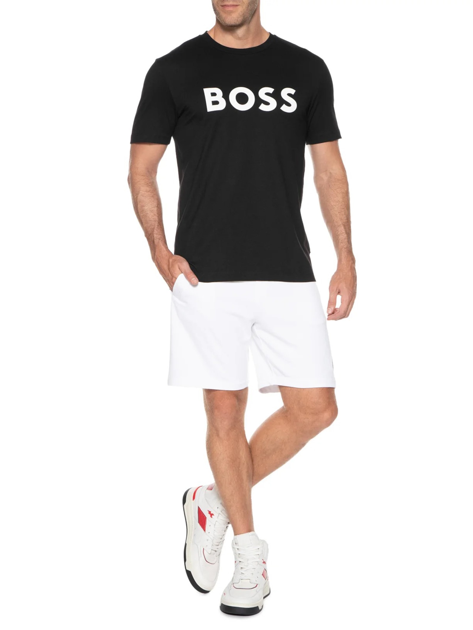 Camiseta Masculina Manga Curta Estampada Tiburt Preto Boss
