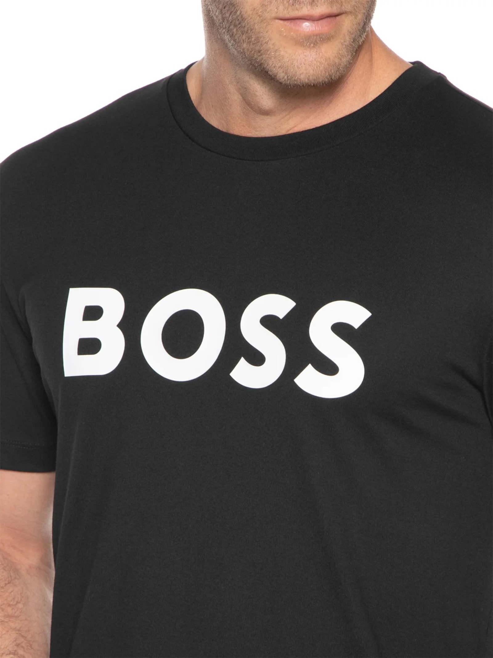 Camiseta Masculina Manga Curta Estampada Tiburt Preto Boss