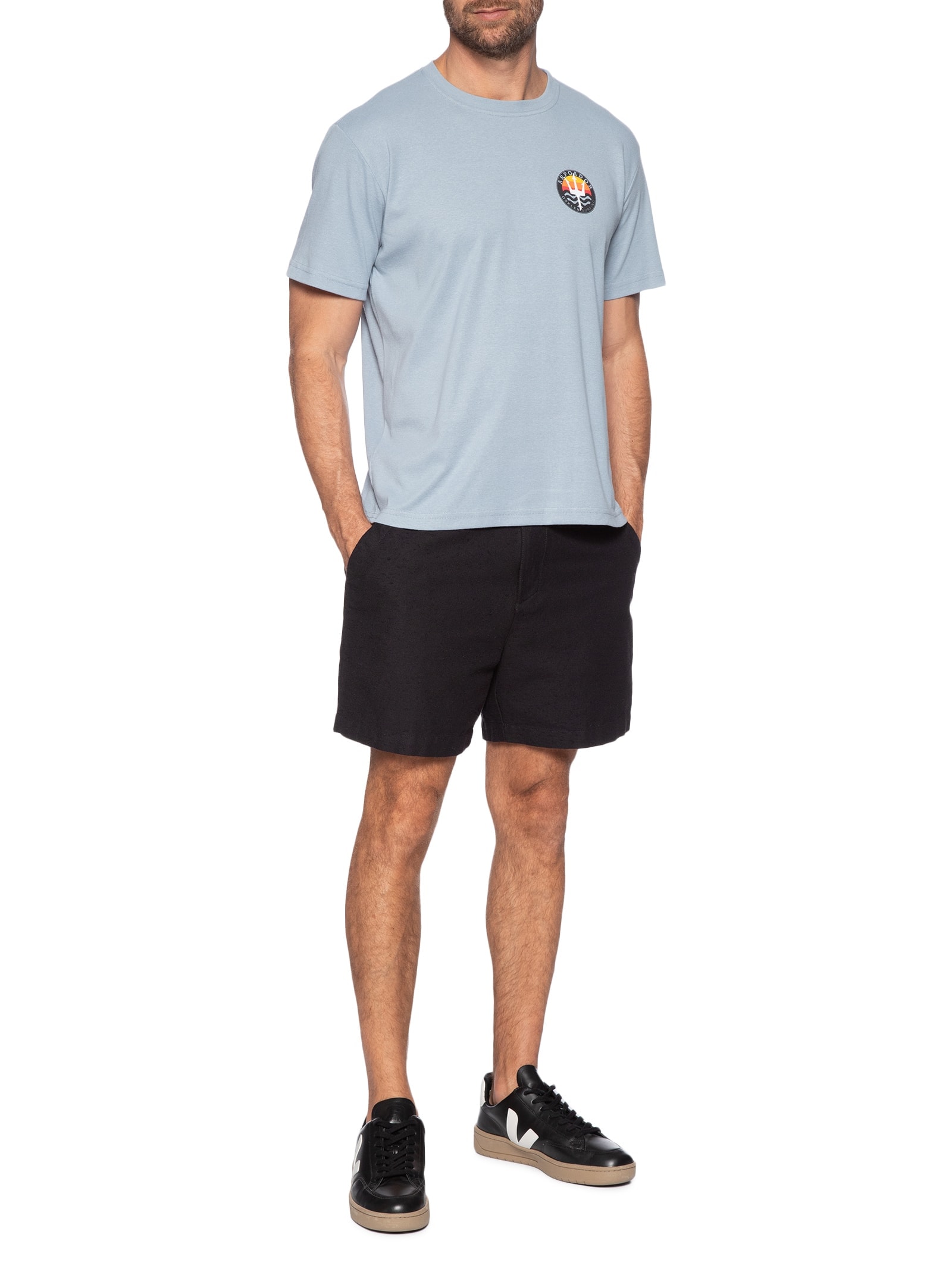 Camiseta Masculina Manga Curta Gola Careca Arpoador Symbol Over  Azul Osklen