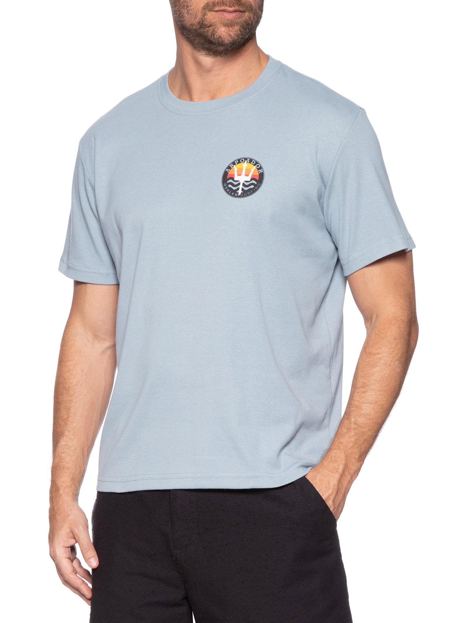 Camiseta Masculina Manga Curta Gola Careca Arpoador Symbol Over  Azul Osklen
