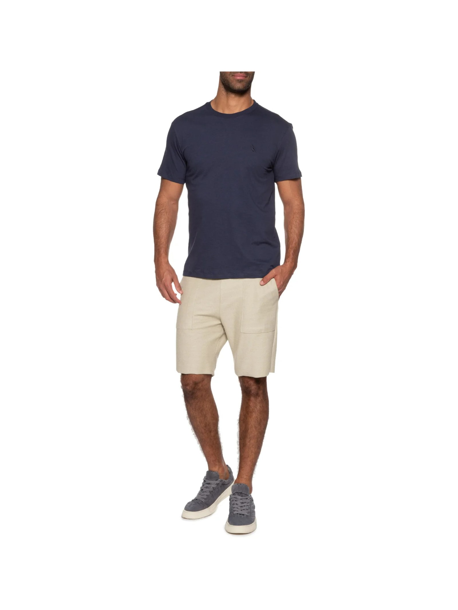 Camiseta Masculina Manga Curta Gola Careca Azul Reserva