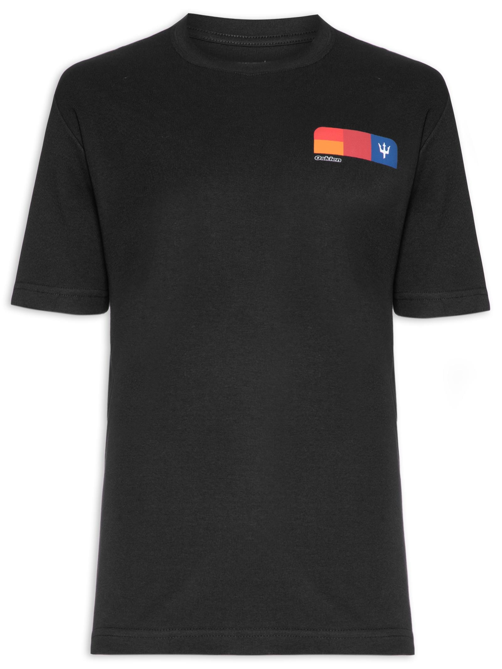 Camiseta Masculina Manga Curta Gola Careca Big Color Blocks Preto Osklen