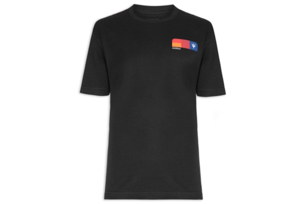Camiseta Masculina Manga Curta Gola Careca Big Color Blocks - Preto