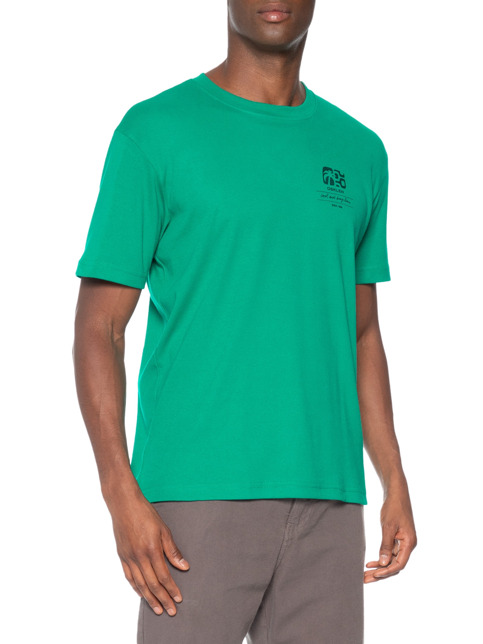 Camiseta Masculina Manga Curta Gola Careca Big Vintage Verde Osklen
