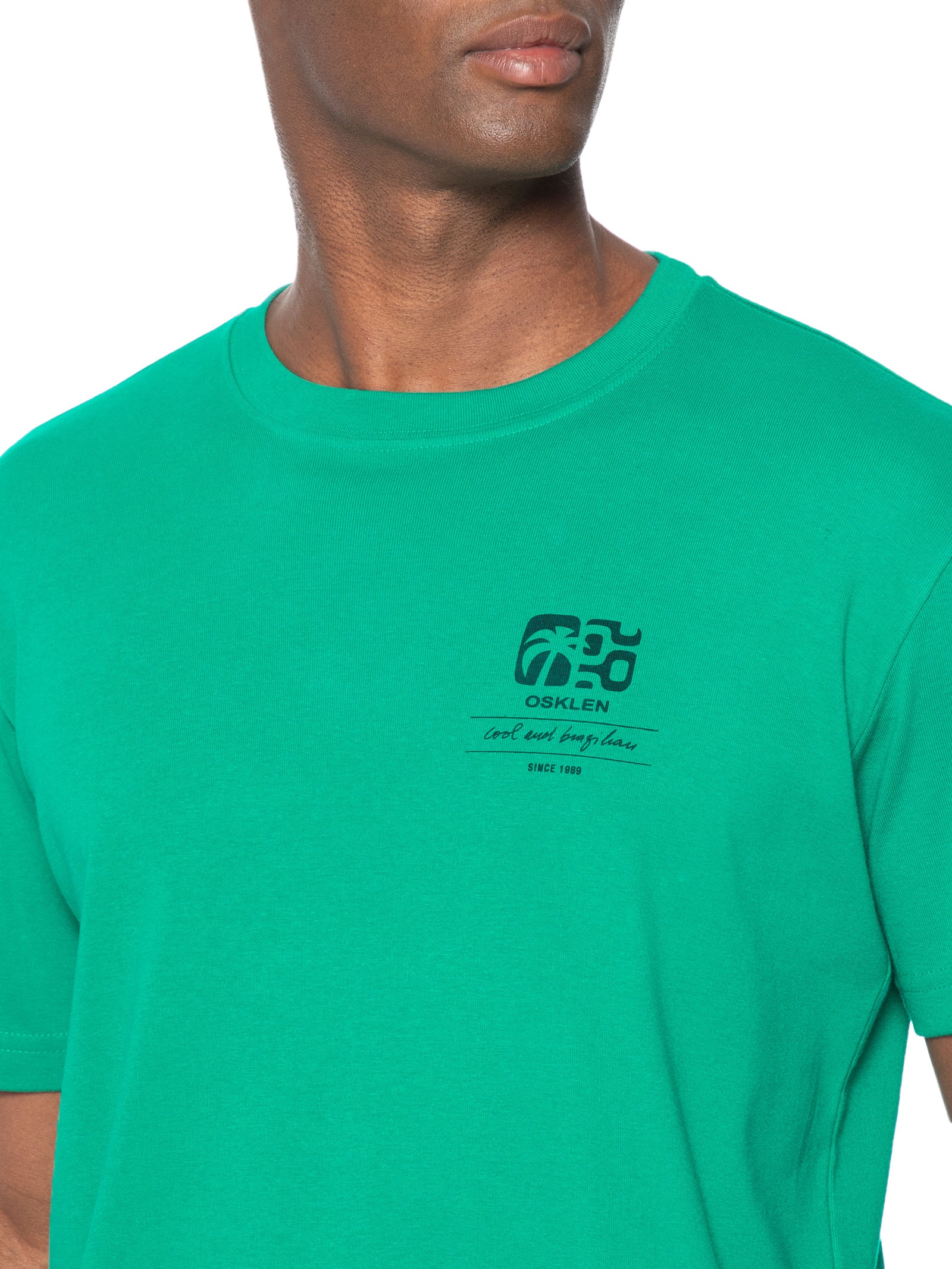 Camiseta Masculina Manga Curta Gola Careca Big Vintage Verde Osklen