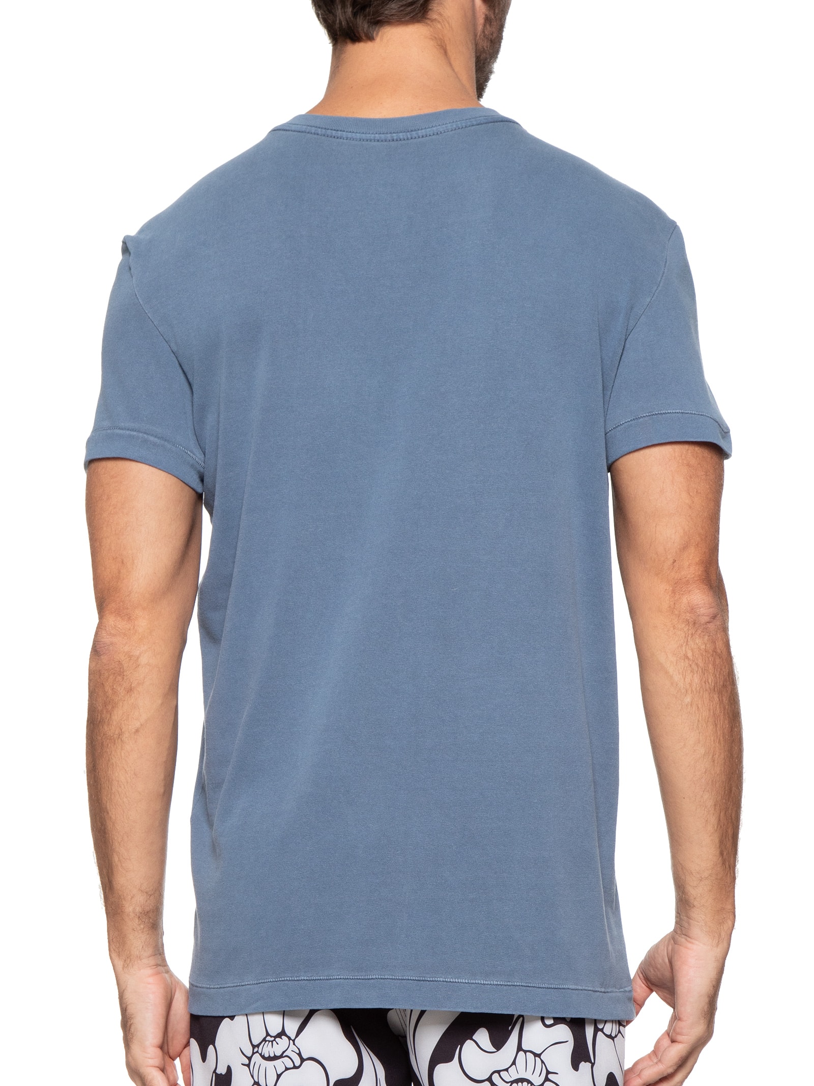 Camiseta Masculina Manga Curta Gola Careca Bolso Brasão Azul Osklen