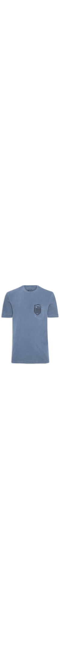 Camiseta Masculina Manga Curta Gola Careca Bolso Brasão - Azul