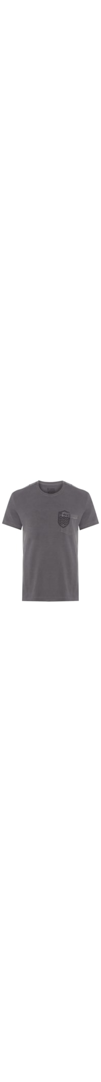 Camiseta Masculina Manga Curta Gola Careca Bolso Brasao - Cinza