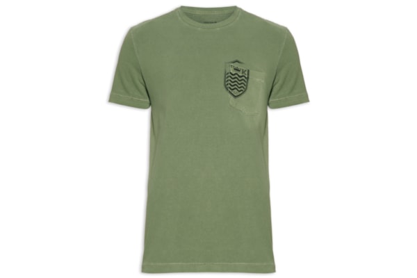 Camiseta Masculina Manga Curta Gola Careca Brasão - Verde