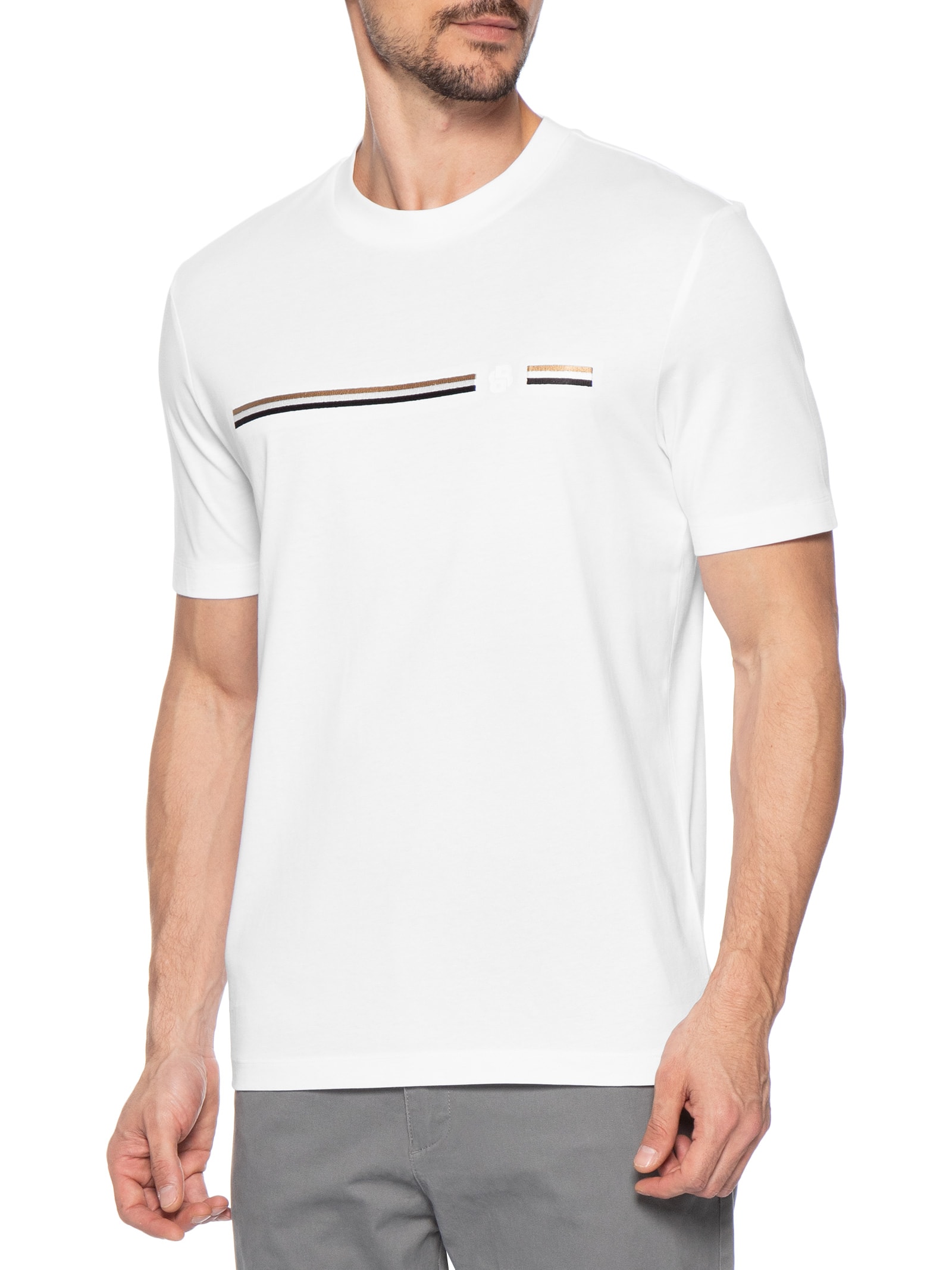 Camiseta Masculina Manga Curta Gola Careca C-Taut 41 Branco Boss