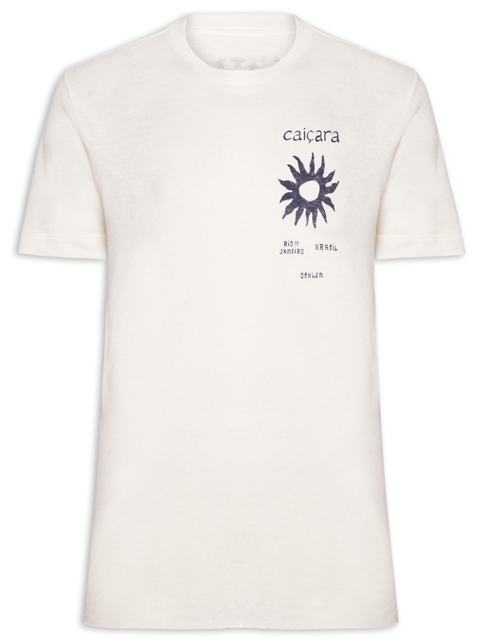 Camiseta Masculina Manga Curta Gola Careca Caiçara Sol  Branco Osklen