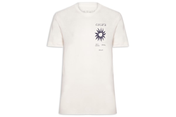 Camiseta Masculina Manga Curta Gola Careca Caiçara Sol  - Branco