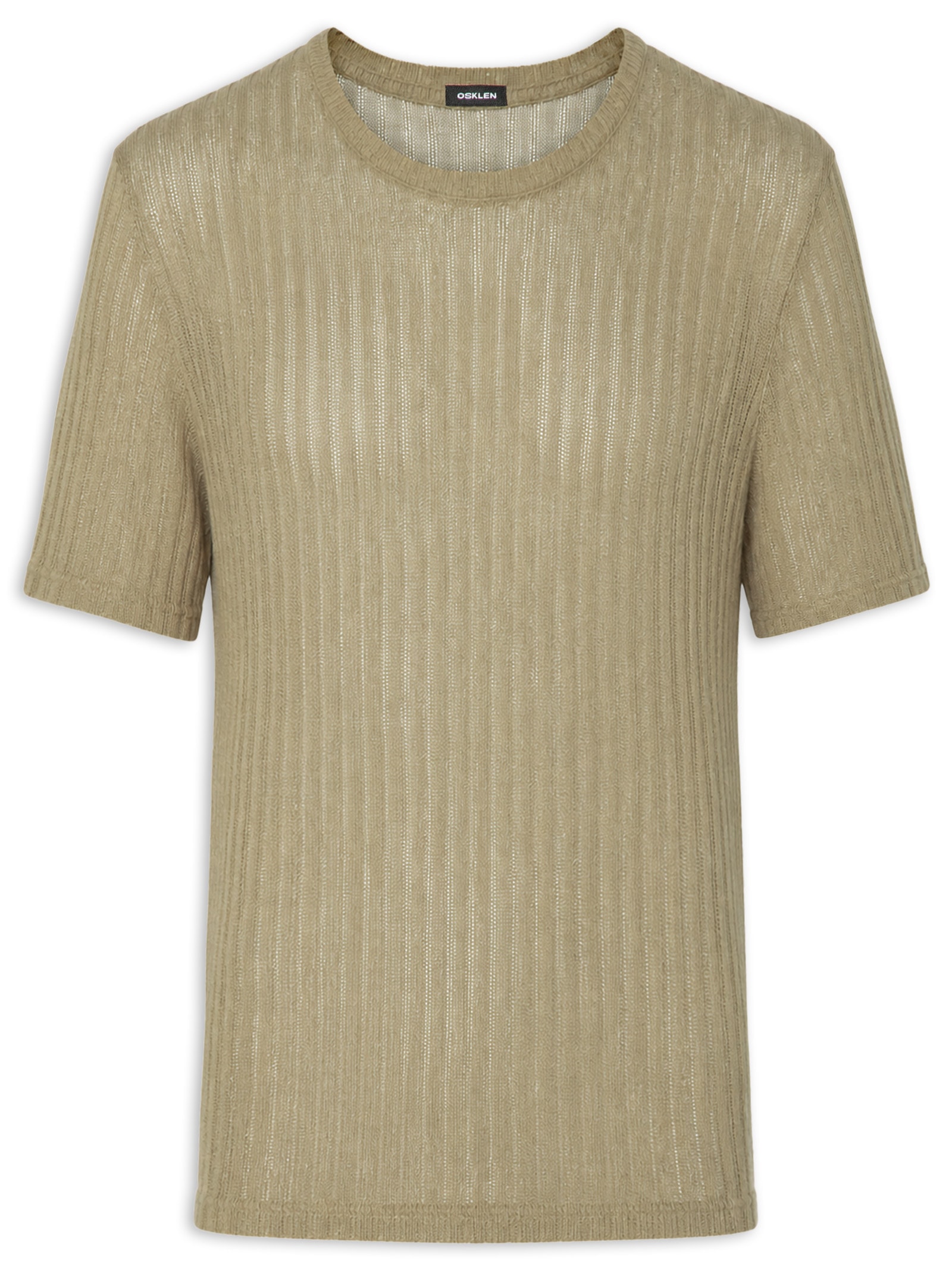 Camiseta Masculina Manga Curta Gola Careca Canelada Texture Bege Osklen