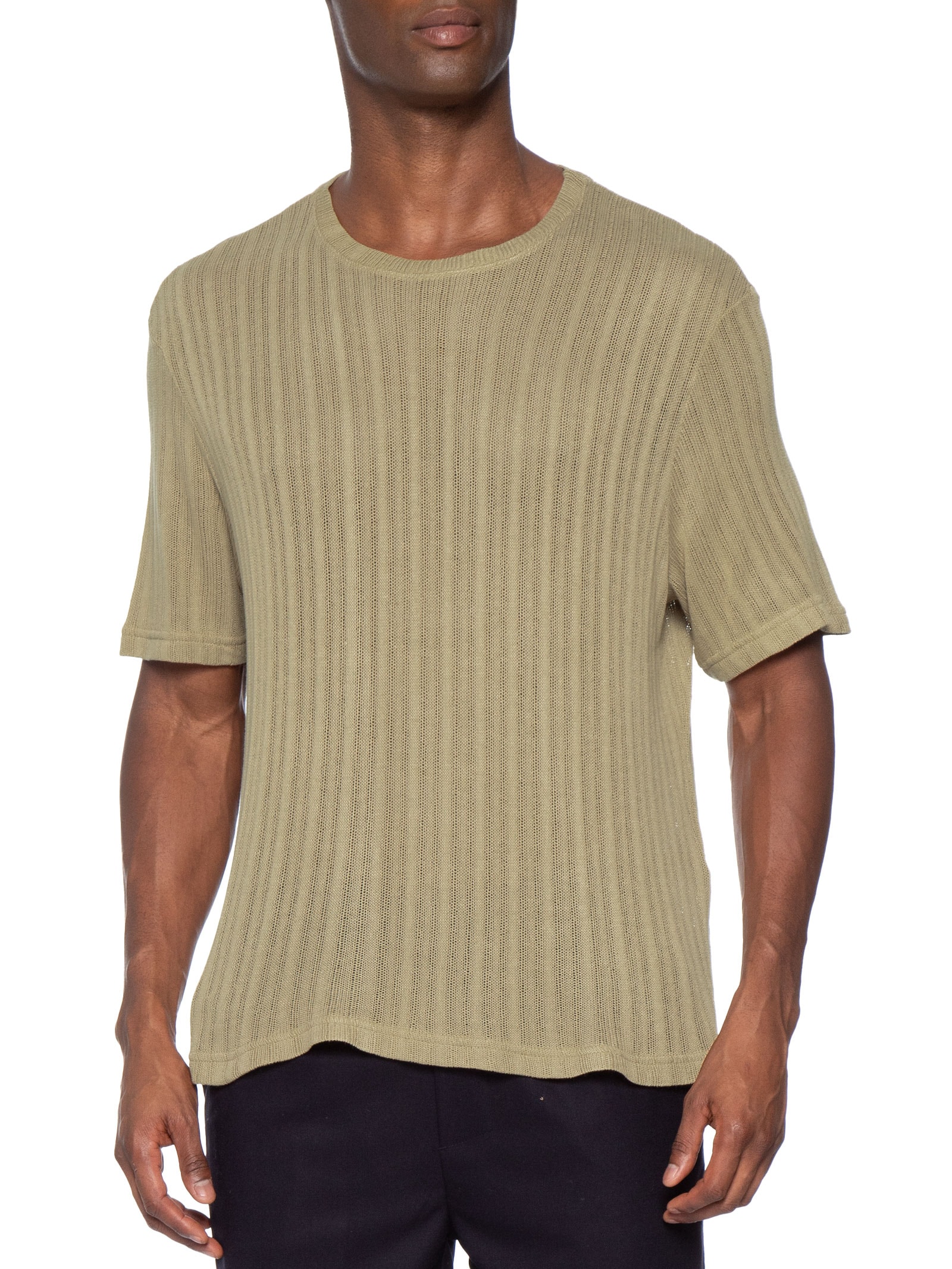 Camiseta Masculina Manga Curta Gola Careca Canelada Texture Bege Osklen