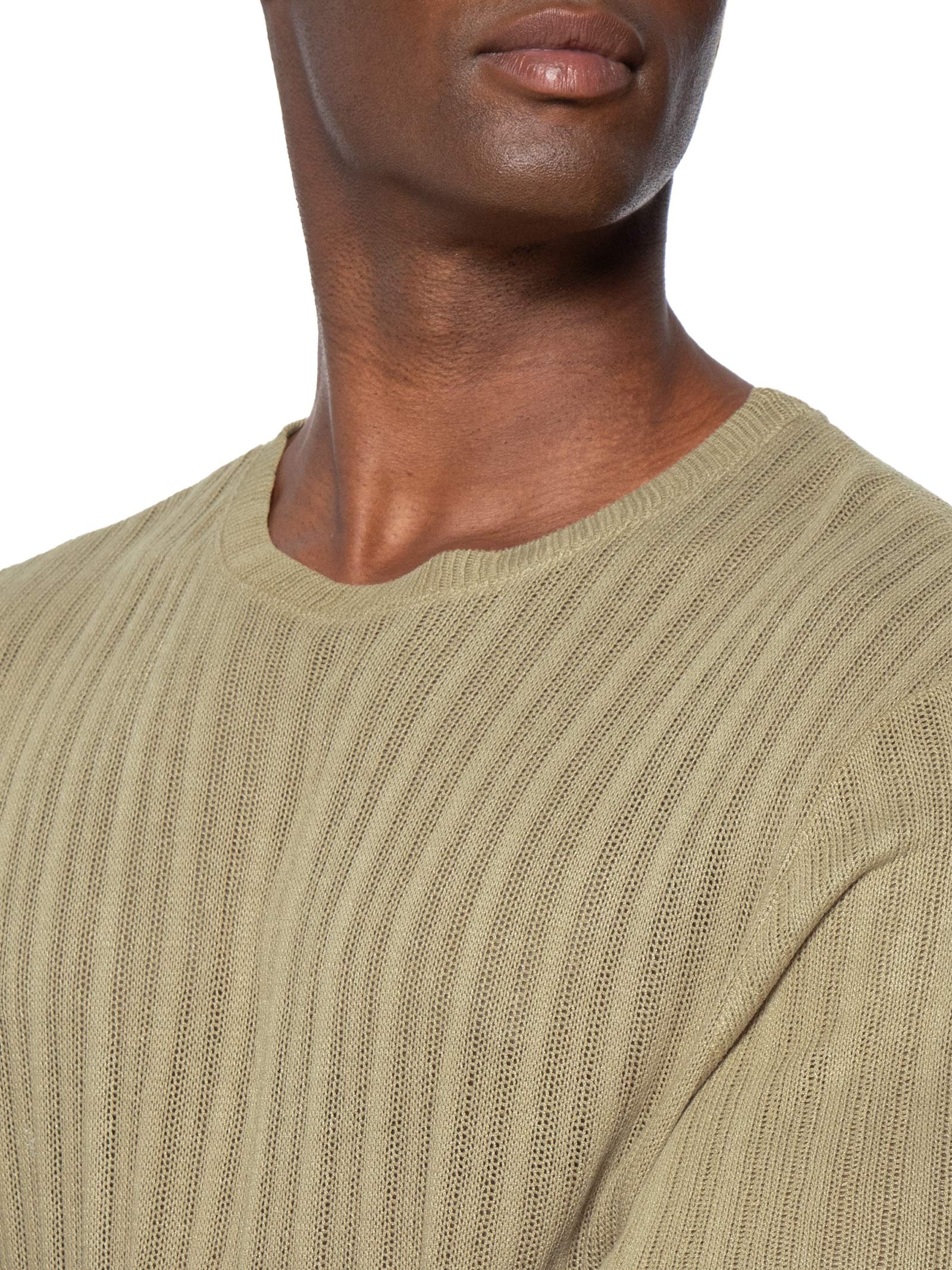 Camiseta Masculina Manga Curta Gola Careca Canelada Texture Bege Osklen