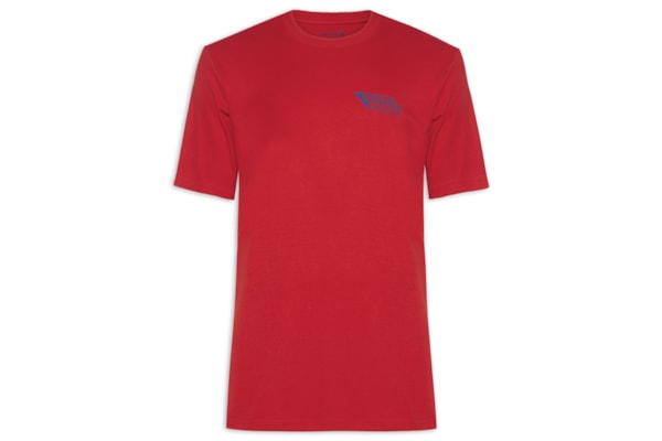 Camiseta Masculina Manga Curta Gola Careca Carimbo Itm - Vermelho