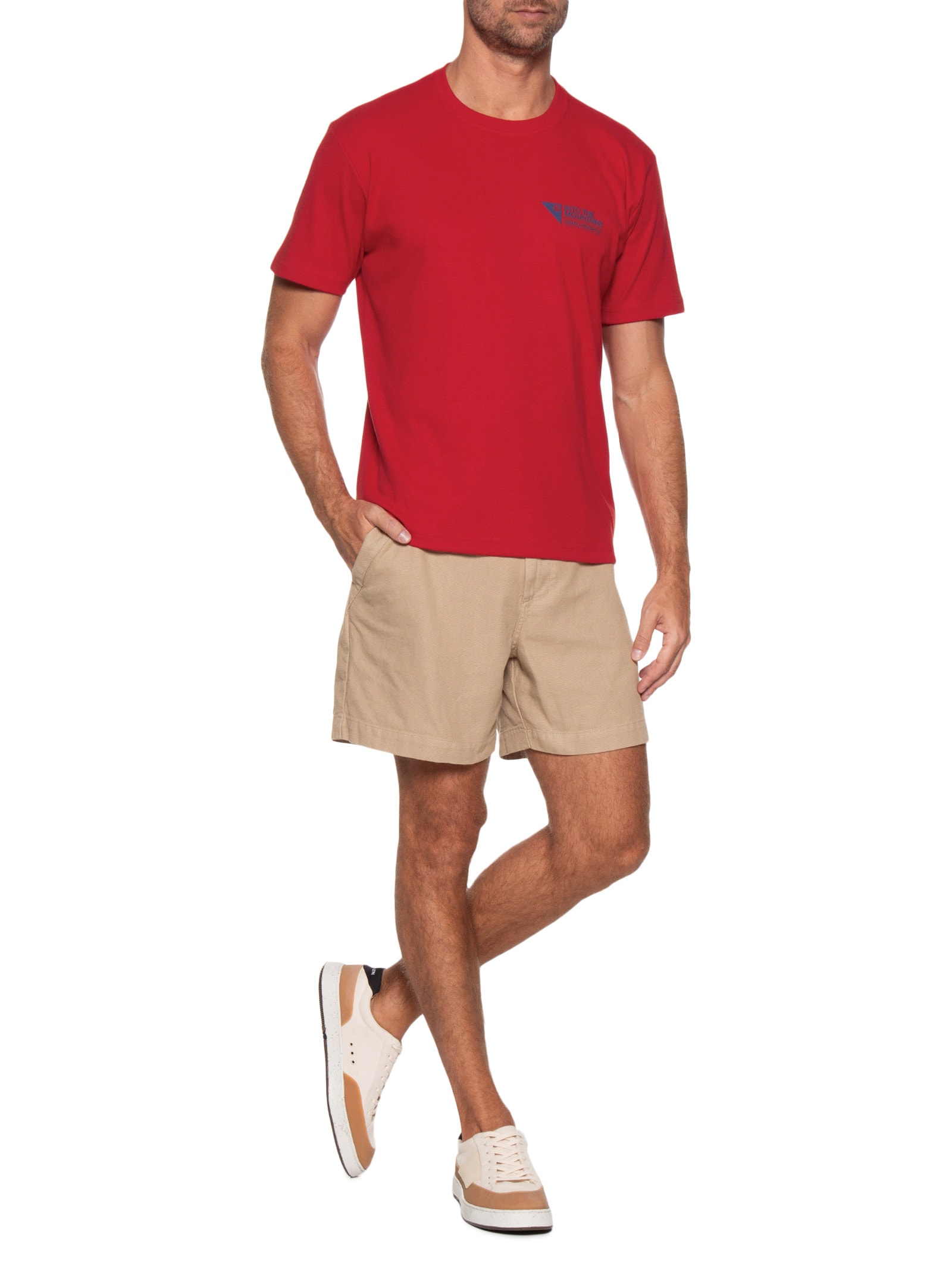 Camiseta Masculina Manga Curta Gola Careca Carimbo Itm Vermelho Osklen