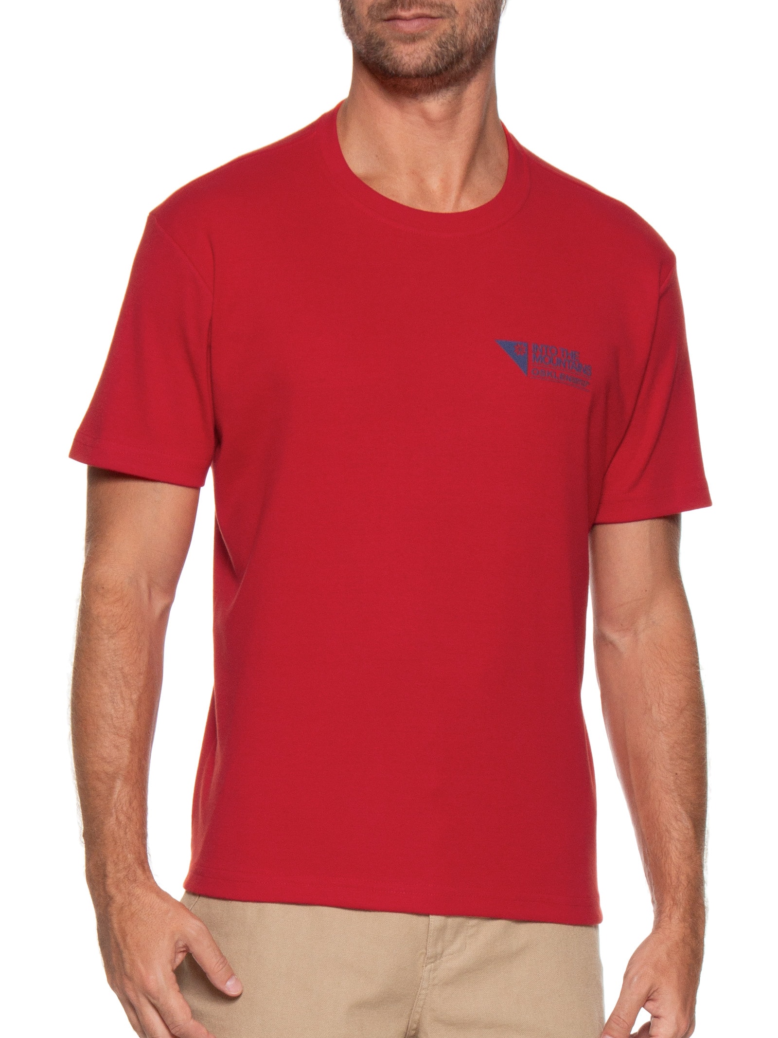Camiseta Masculina Manga Curta Gola Careca Carimbo Itm Vermelho Osklen