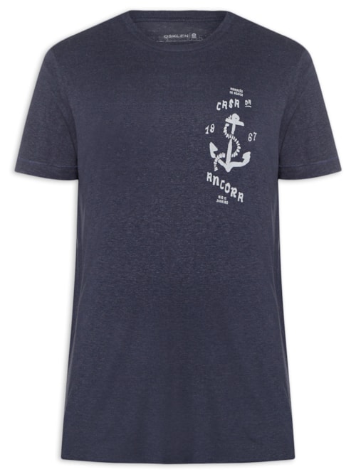 Camiseta Masculina Manga Curta Gola Careca Casa Da Ancora Light Linen - Azul