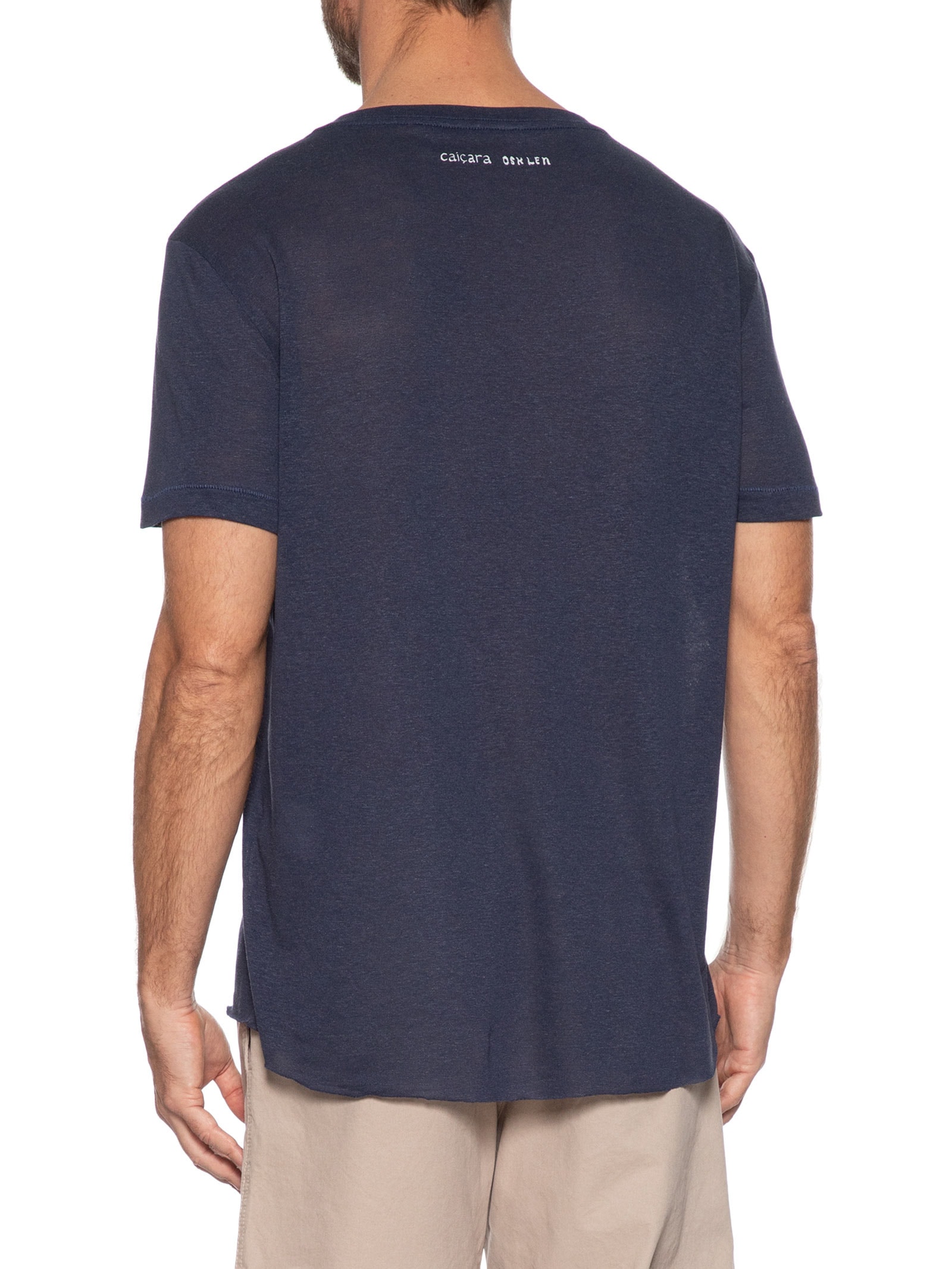 Camiseta Masculina Manga Curta Gola Careca Casa Da Ancora Light Linen Azul Osklen