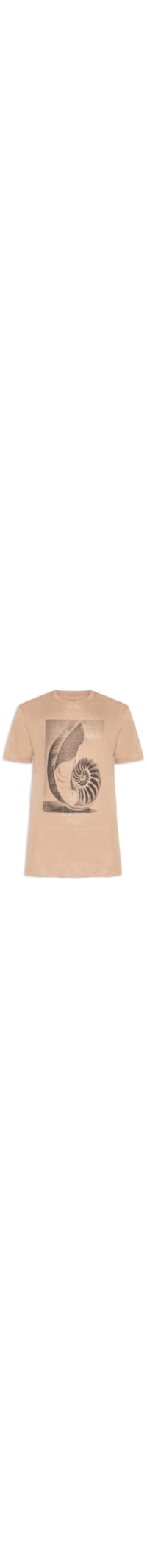 Camiseta Masculina Manga Curta Gola Careca Concha Caiçara - Bege