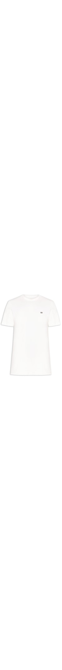 Camiseta Masculina Manga Curta Gola Careca Coroa Ribbed - Branco