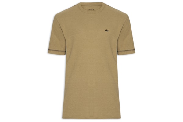 Camiseta Masculina Manga Curta Gola Careca Coroa Rustic Contrast Seam - Bege