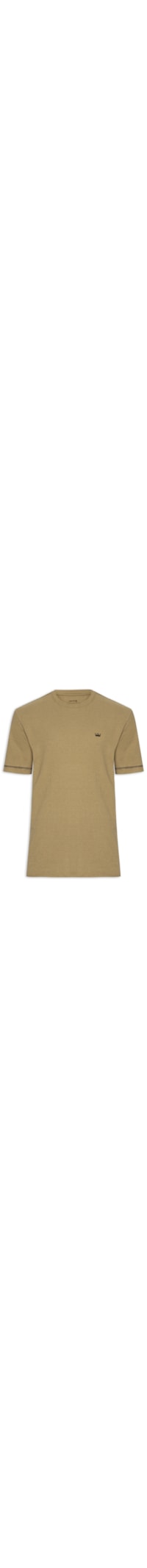 Camiseta Masculina Manga Curta Gola Careca Coroa Rustic Contrast Seam - Bege