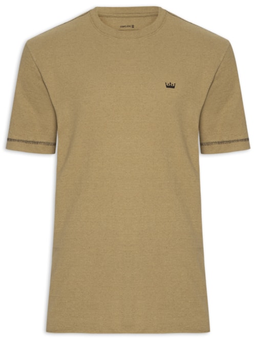 Camiseta Masculina Manga Curta Gola Careca Coroa Rustic Contrast Seam – Bege