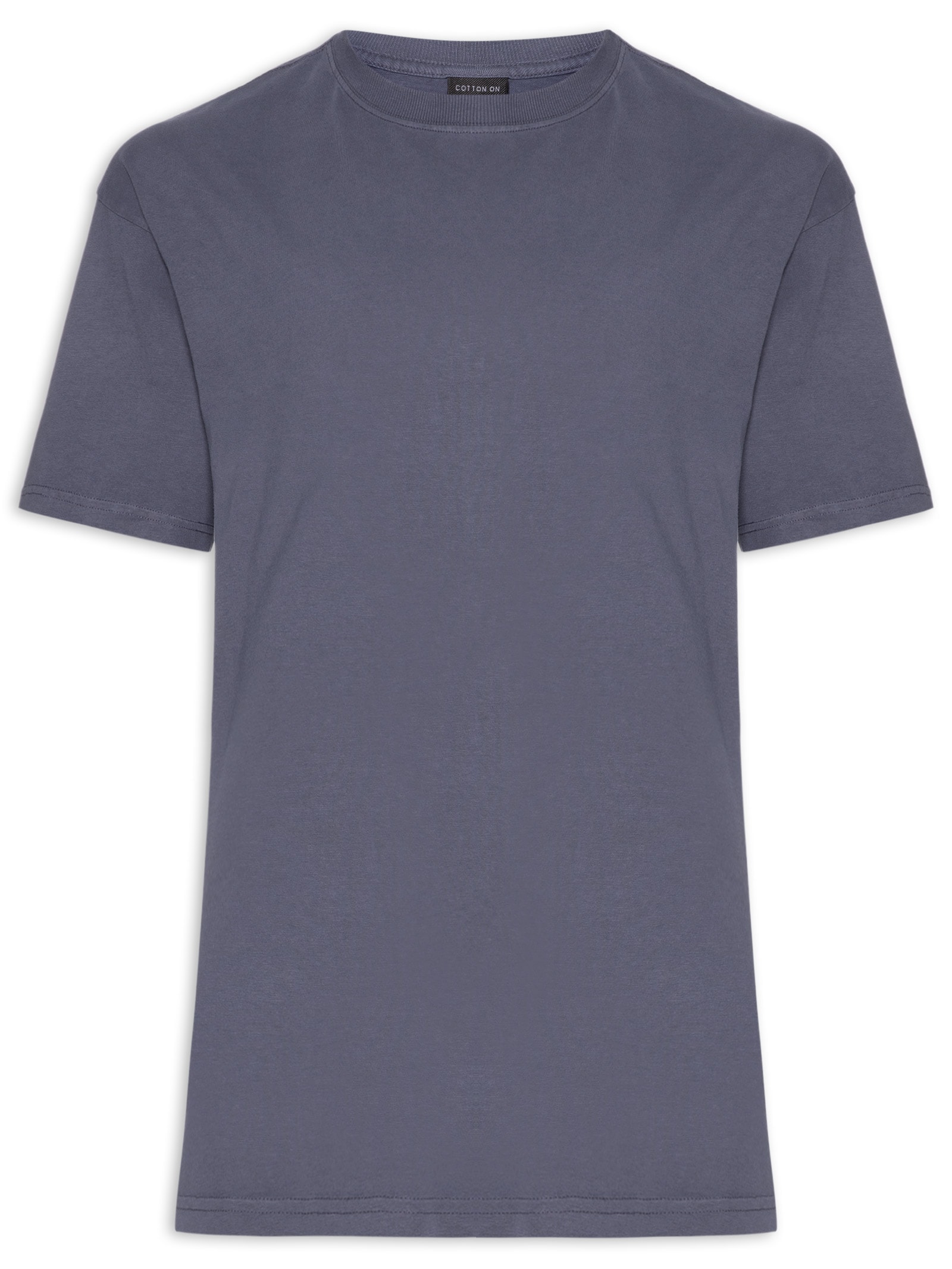 Camiseta Masculina Manga Curta Gola Careca Cropped Fit Azul Cotton On