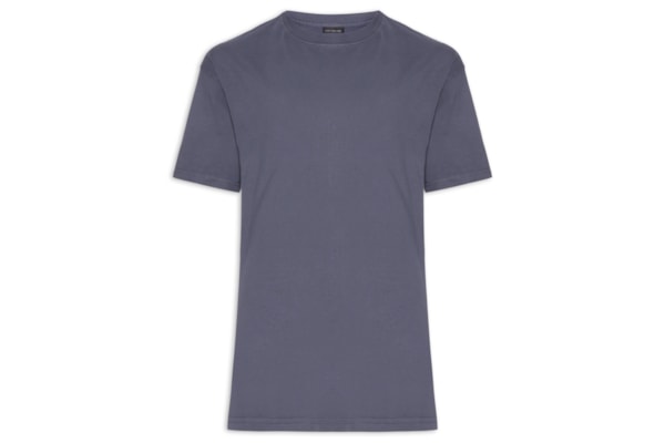 Camiseta Masculina Manga Curta Gola Careca Cropped Fit - Azul