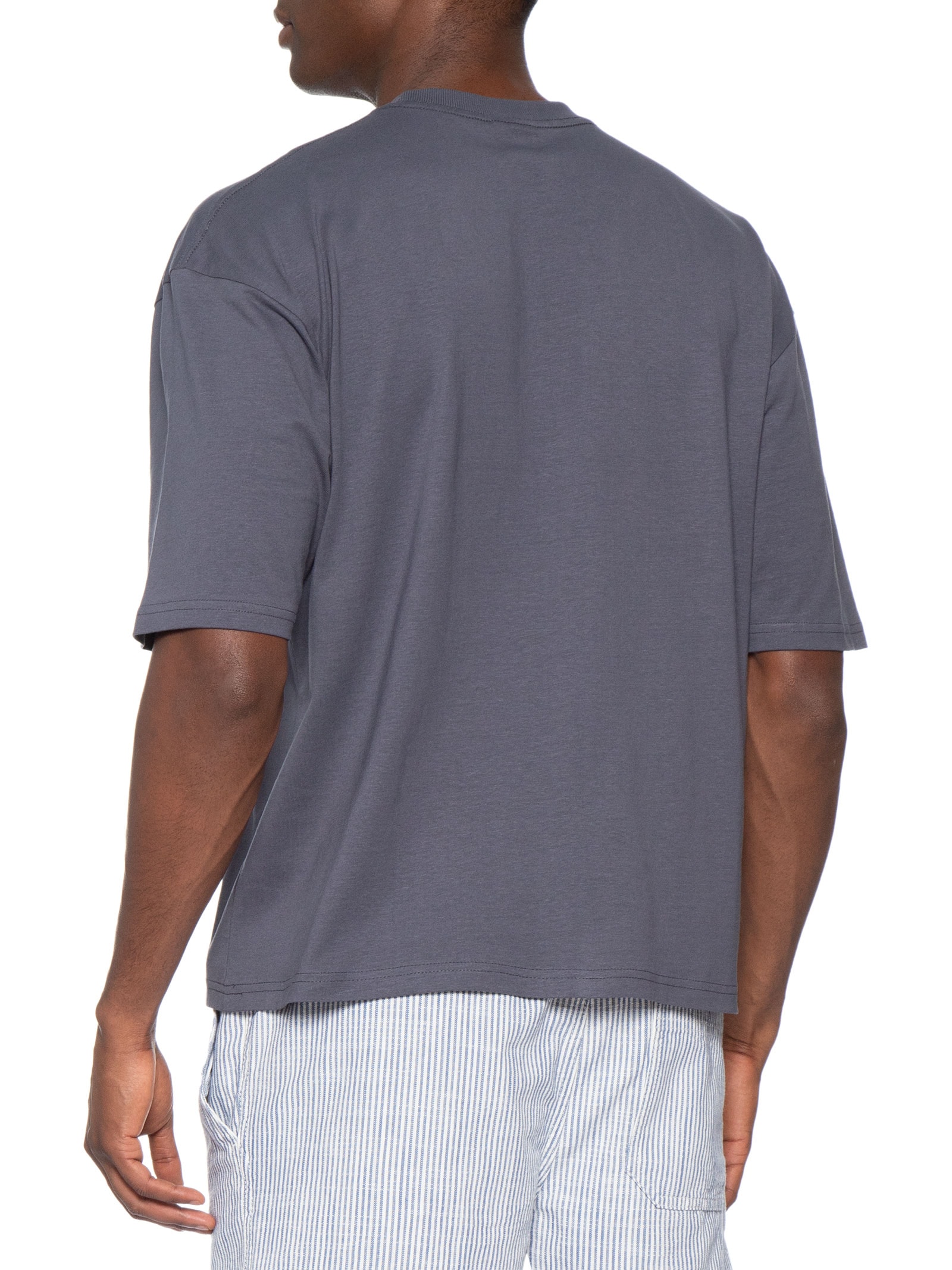 Camiseta Masculina Manga Curta Gola Careca Cropped Fit Azul Cotton On