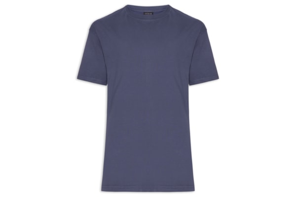 Camiseta Masculina Manga Curta Gola Careca Cropped Fit - Azul