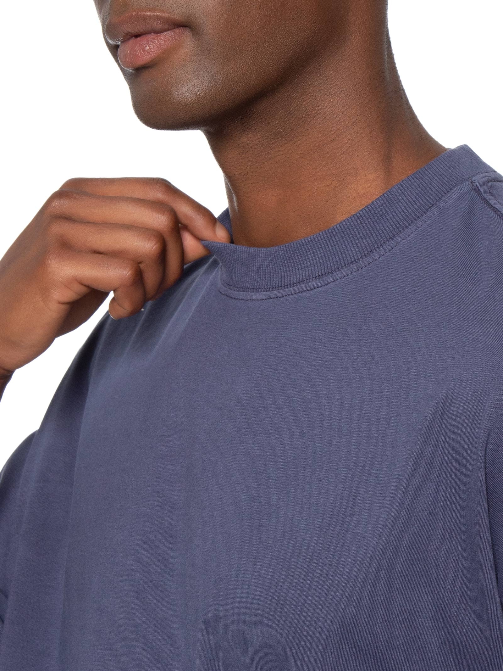 Camiseta Masculina Manga Curta Gola Careca Cropped Fit Azul Cotton On
