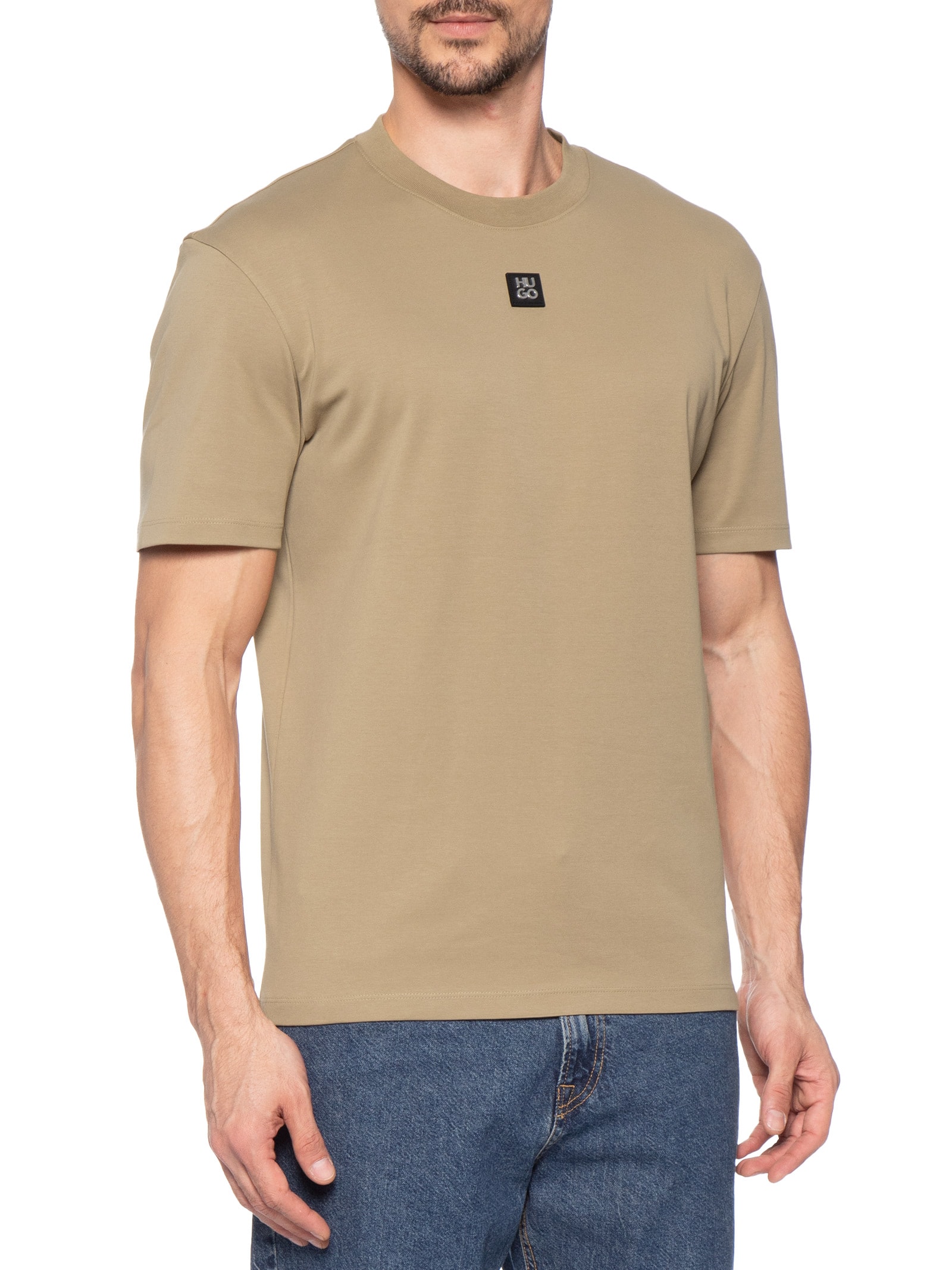Camiseta Masculina Manga Curta Gola Careca Dalile Bege Hugo