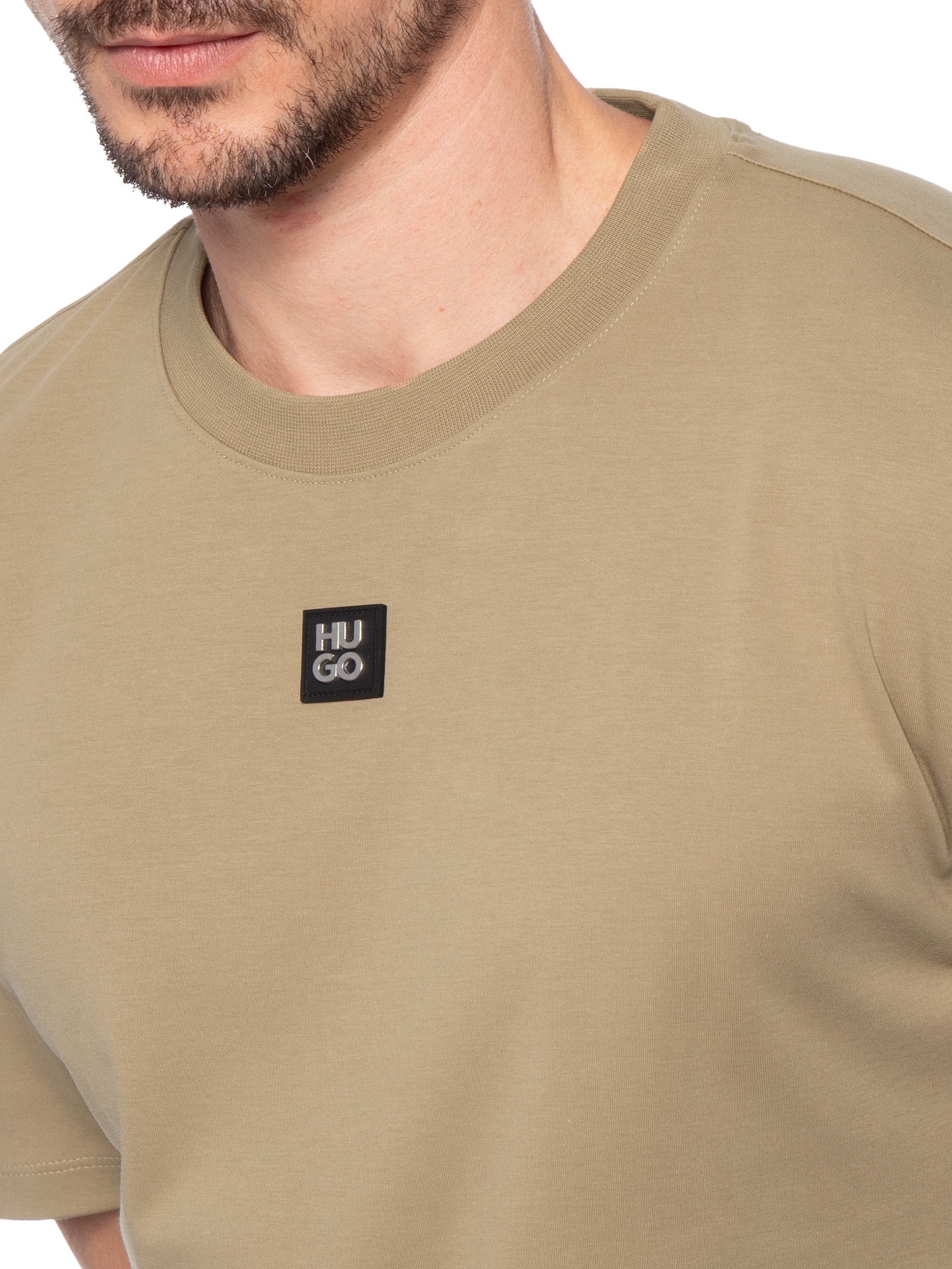Camiseta Masculina Manga Curta Gola Careca Dalile Bege Hugo