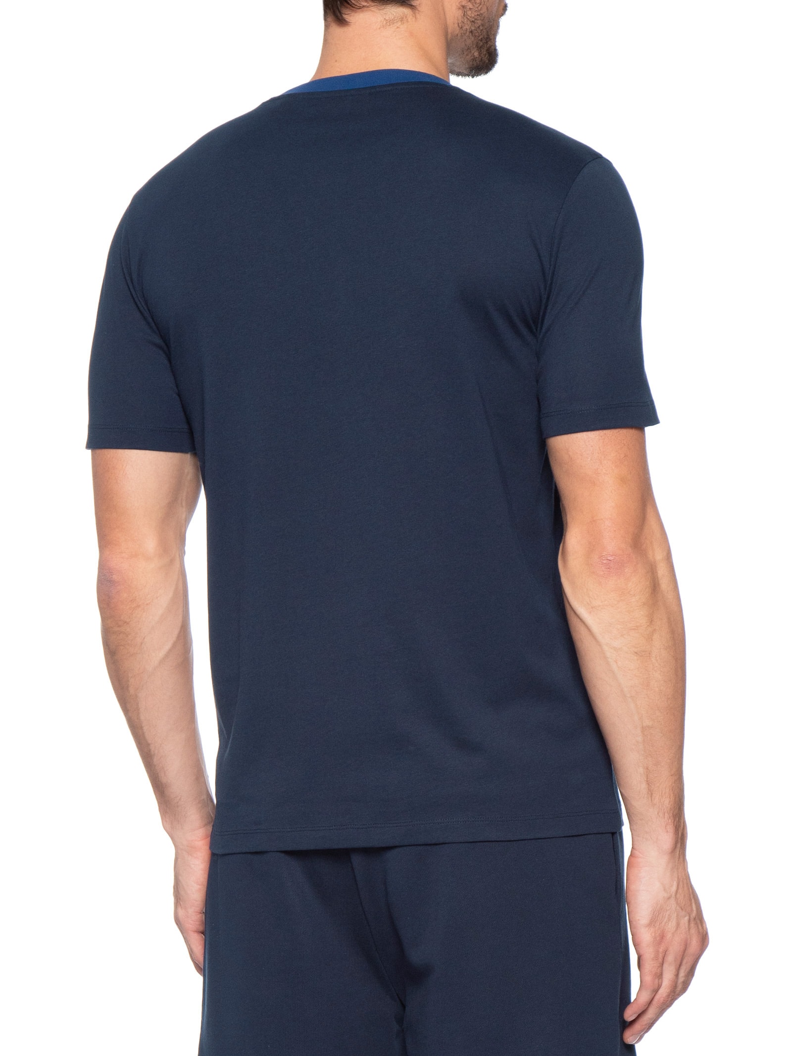 Camiseta Masculina Manga Curta Gola Careca Dempsy Azul Hugo