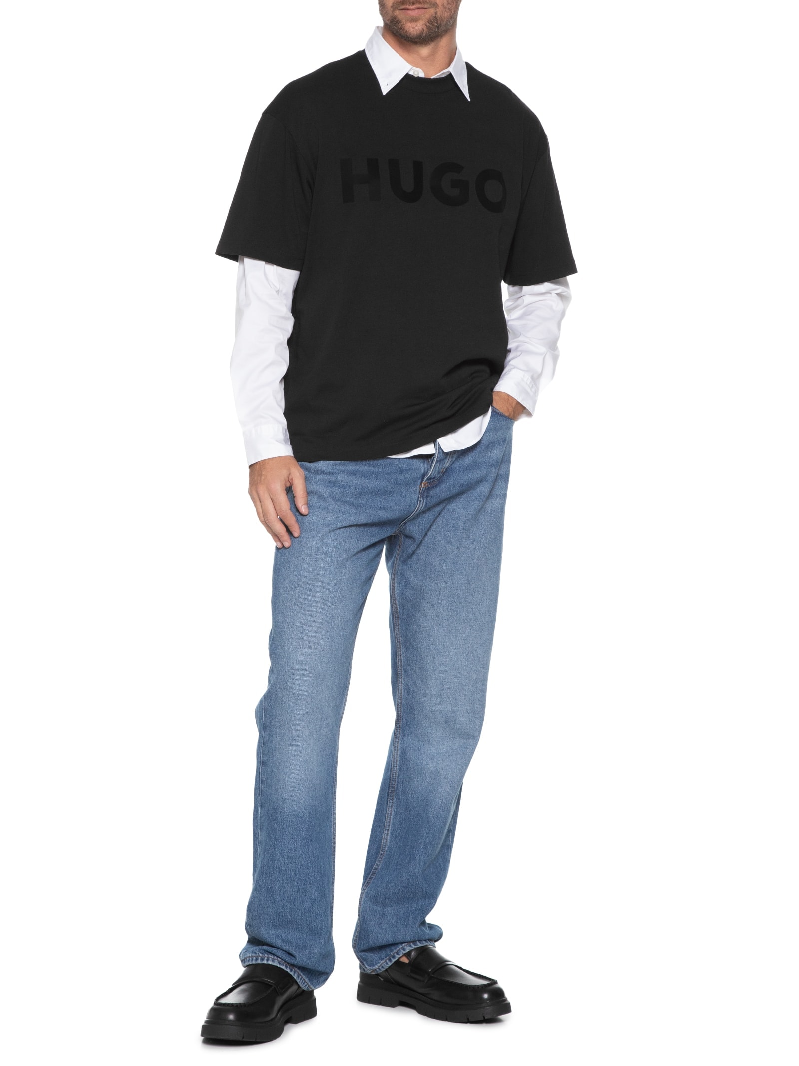 Camiseta Masculina Manga Curta Gola Careca Dinkee Preto Hugo