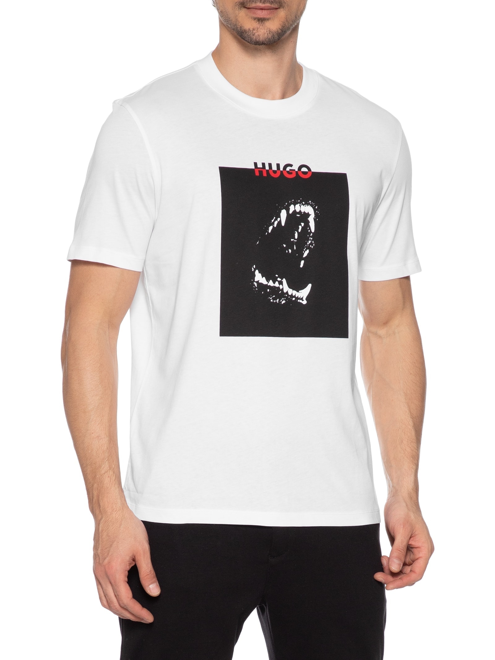 Camiseta Masculina Manga Curta Gola Careca Dobero  Branco Hugo