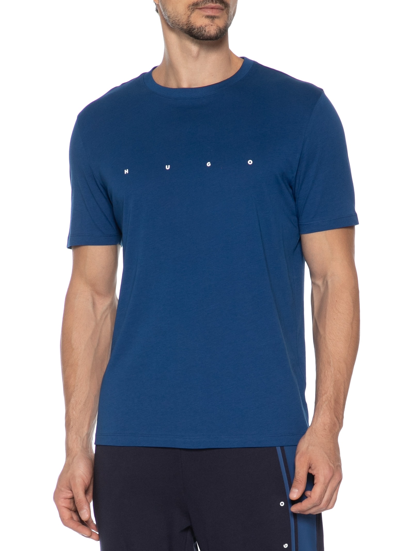 Camiseta Masculina Manga Curta Gola Careca Dorosi Azul Hugo
