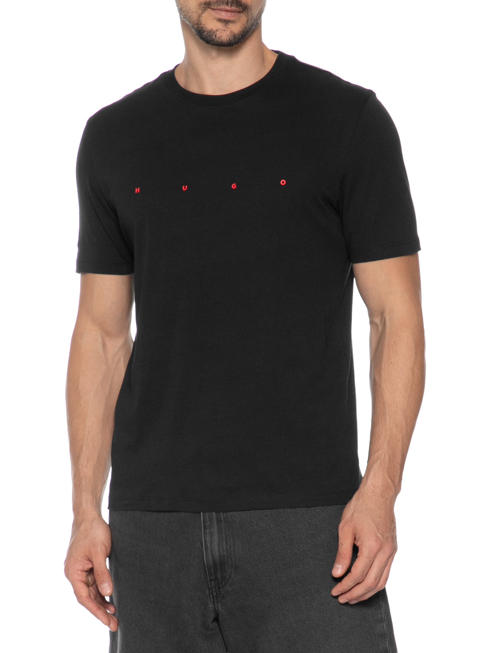Camiseta Masculina Manga Curta Gola Careca Dorosi Preto Hugo