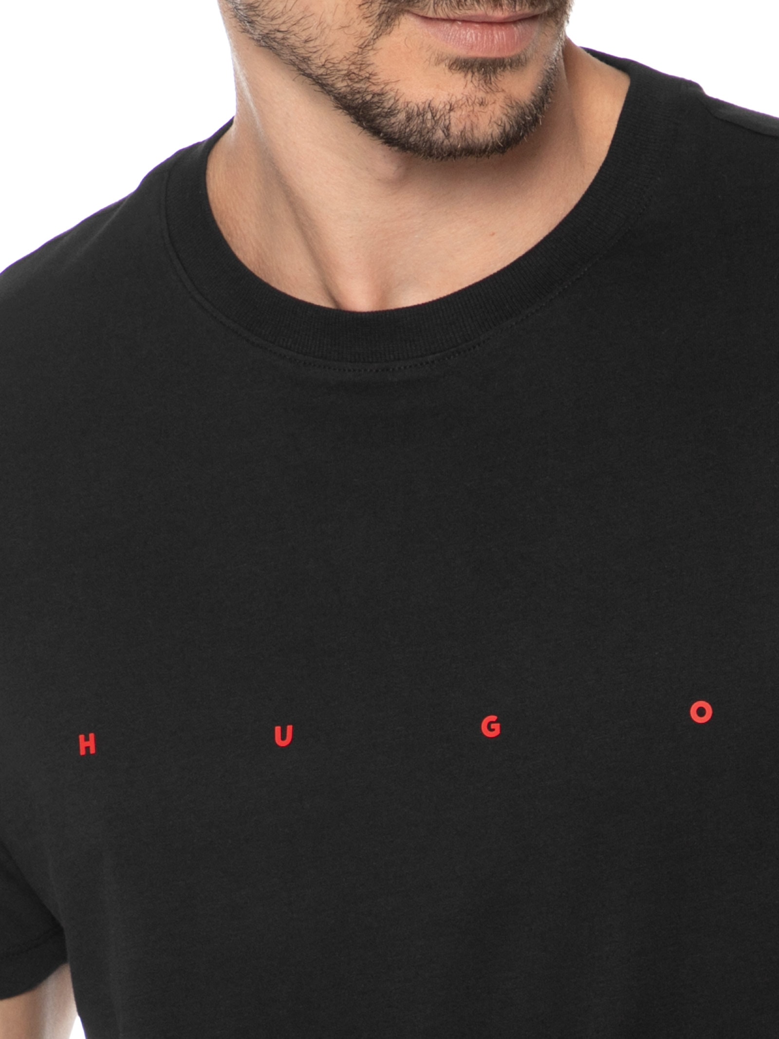Camiseta Masculina Manga Curta Gola Careca Dorosi Preto Hugo