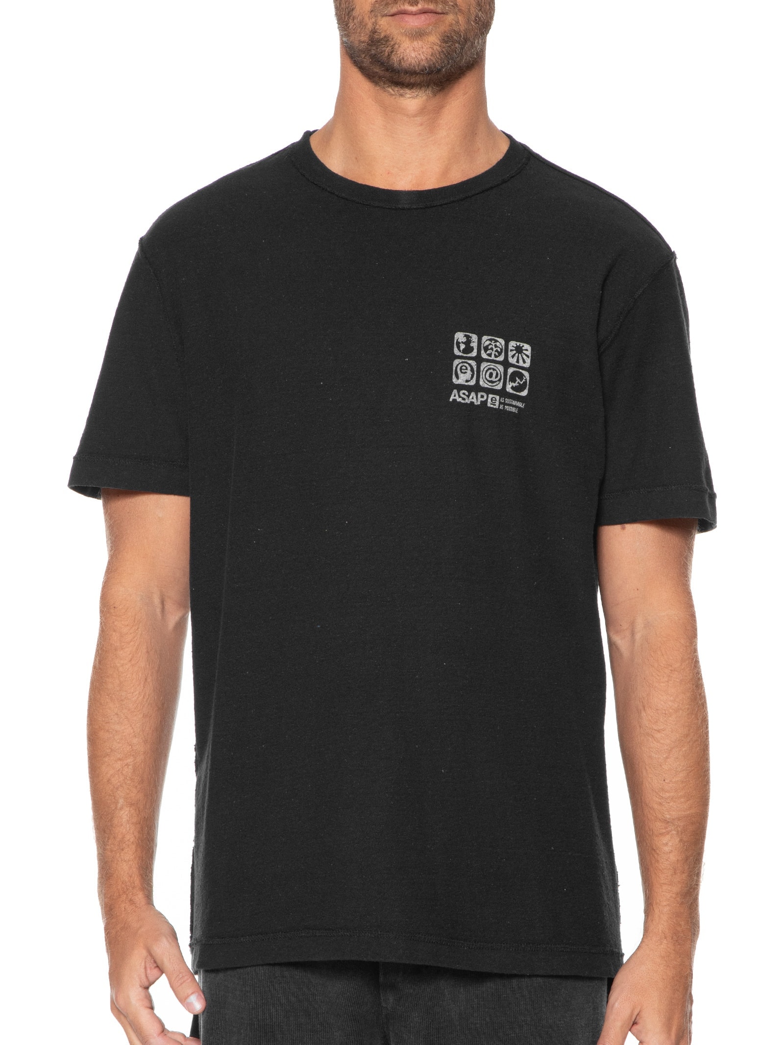 Camiseta Masculina Manga Curta Gola Careca Double 6 Es Preto Osklen