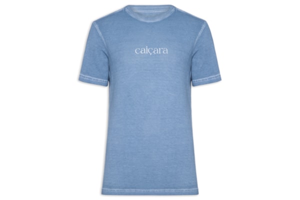 Camiseta Masculina Manga Curta Gola Careca Double Caiçara Watercolor  - Azul