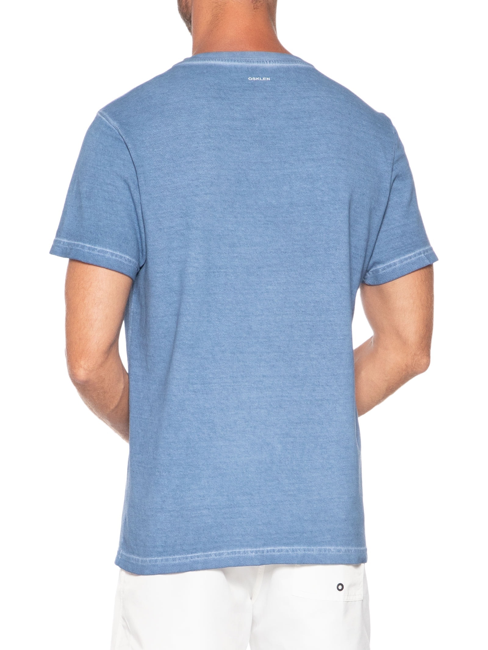 Camiseta Masculina Manga Curta Gola Careca Double Caiçara Watercolor  Azul Osklen